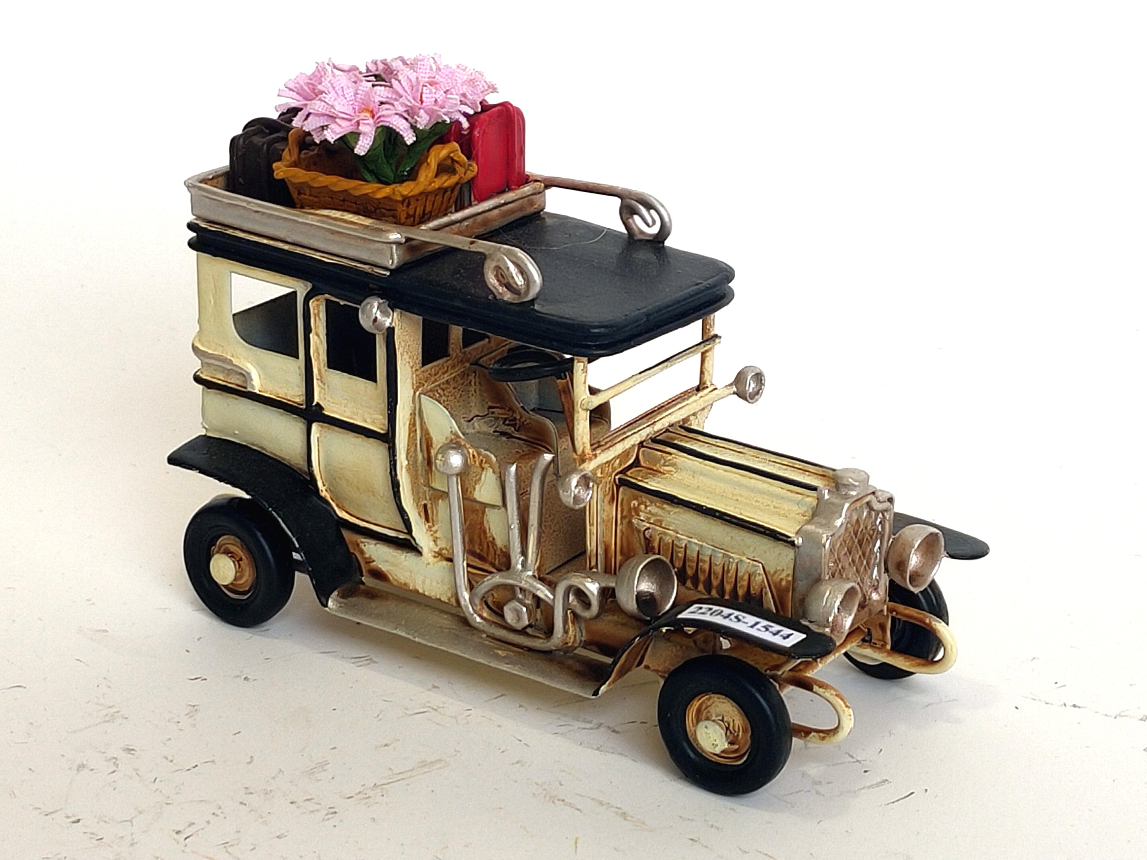 Vintage Cream Town Car with Decoration